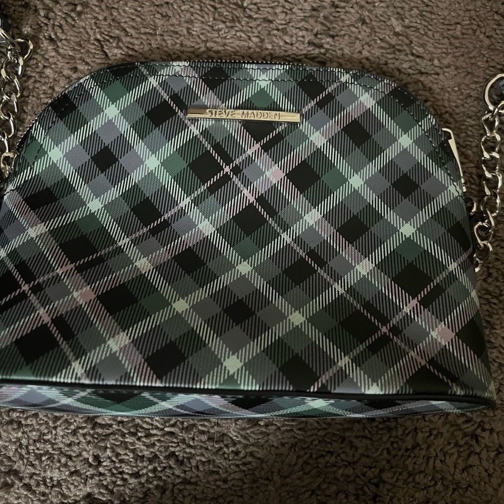 NWOT Steve Madden plaid green and white purse